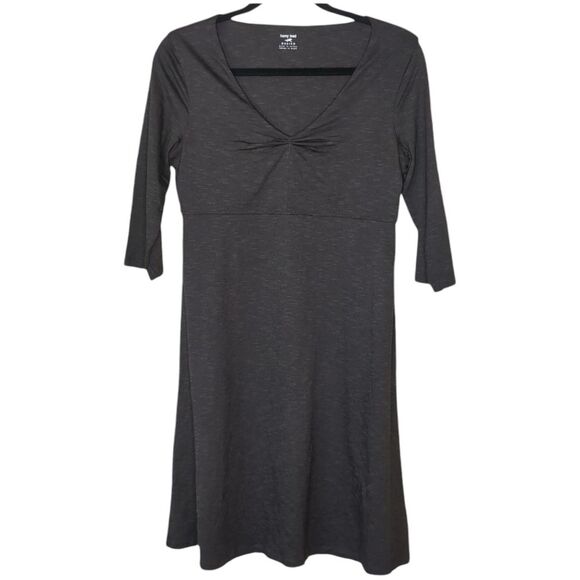 Horny Toad Fit and Flare Dress Charcoal Gray 3/4 Sleeve Empire Waist Size M - Picture 1 of 7
